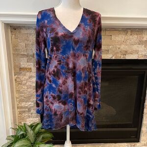 Soft Surroundings Purple Tie Dye Tunic Shirt Top XS